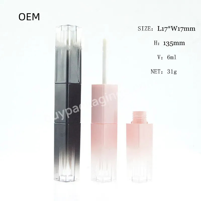 Private Label Custom 6ml Double Head Gradient Lip Gloss Containers Abs Plastic Lip Gloss Tube