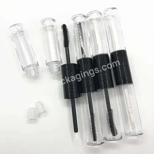 Private Label Custom Cosmetic Container 6ml Double Headed Abs 2in1 Eyeliner Mascara Lip Gloss Tube Plastic Packaging