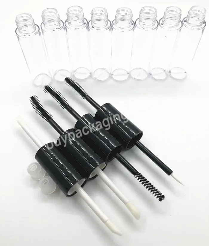 Private Label Custom Cosmetic Container 6ml Double Headed Abs 2in1 Eyeliner Mascara Lip Gloss Tube Plastic Packaging