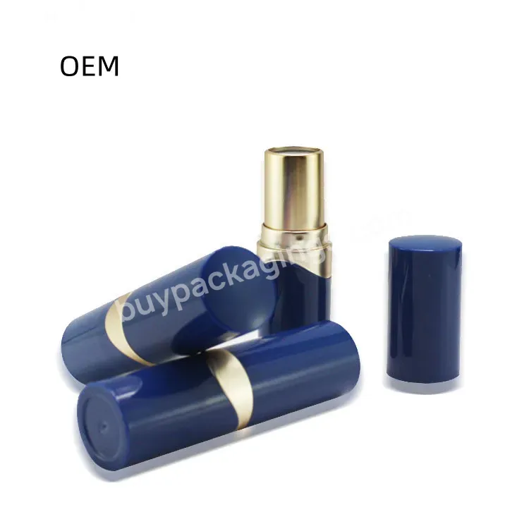 Private Label Custom Empty Lipstick Tubes Container Navy Blue Plastic Lipstick Tubes12.1mm