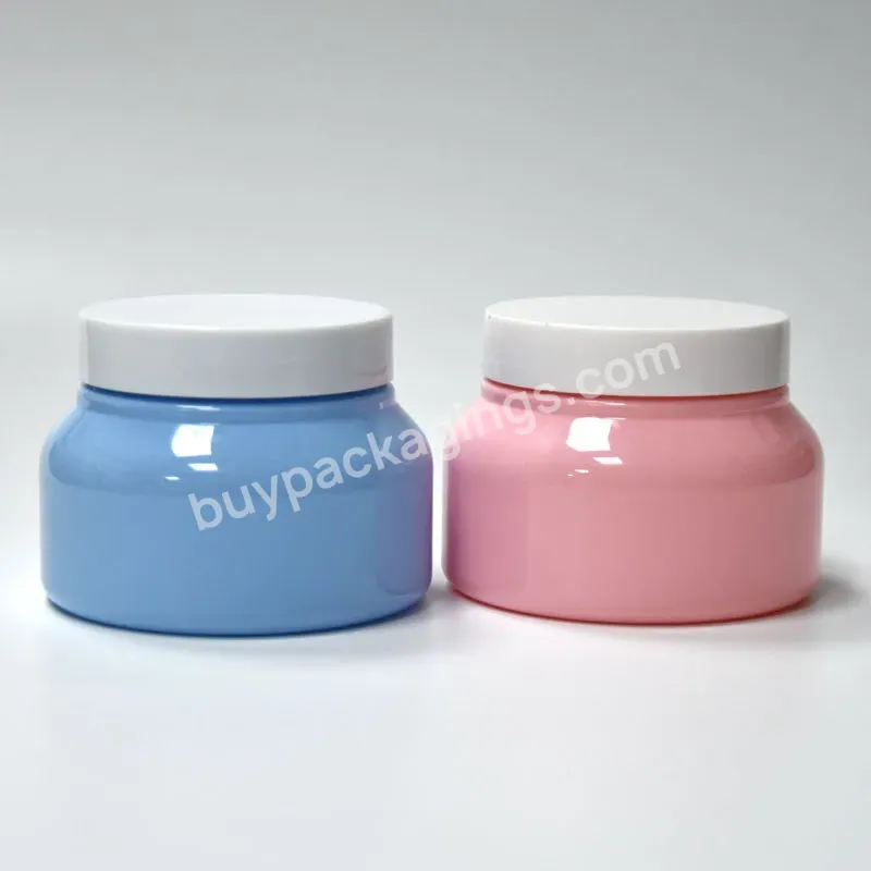 Private Label Custom Empty Pink And Blue Smooth 250g Round Wide Mouth Pet Plastic Bottle With Lid