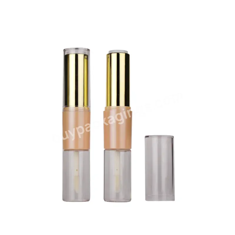 Private Label Custom Makeup Empty Container Lip Oil 2in1 Lip Gloss Lipstick Plastic Packaging