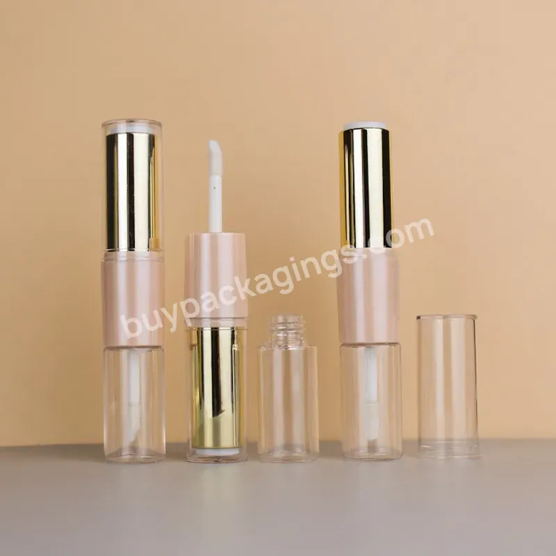 Private Label Custom Makeup Empty Container Lip Oil 2in1 Lip Gloss Lipstick Plastic Packaging