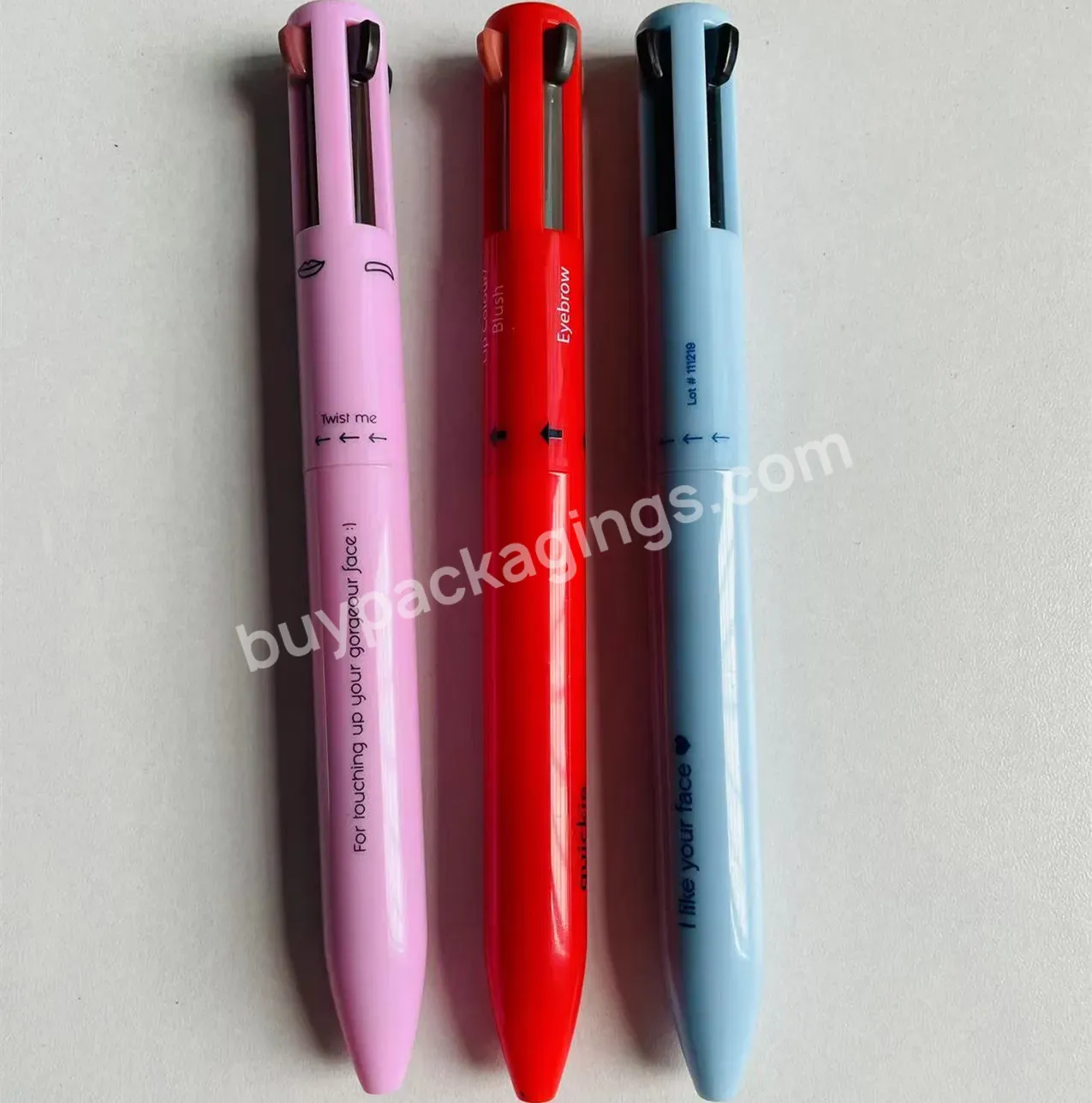 Private Label Customize Touch Up Brow Contour Pro Plastic Packaging 4 Refills 4 Colors 4 In1 Makeup Pen Empty Tube Container