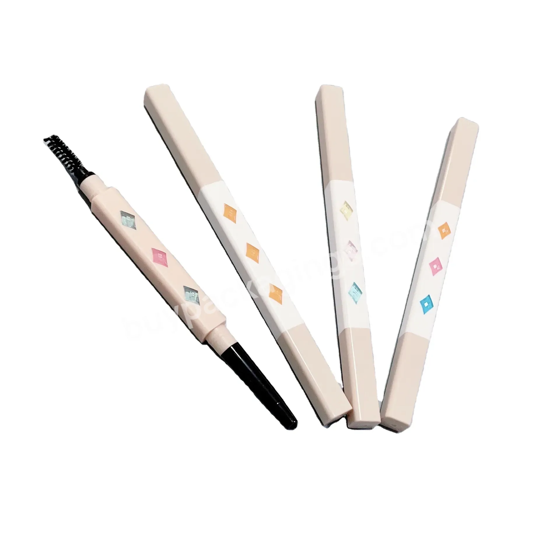 Private Label Customize Yh-m40 Square Empty Container Eyebrow Pencil Plastic Packaging Pen Tube With Brush