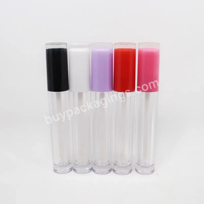 Private Label Cute 5ml Mini Size Black Pink Purple Orange White Lipgloss Tube With Wands Cosmetic Skincare Tool