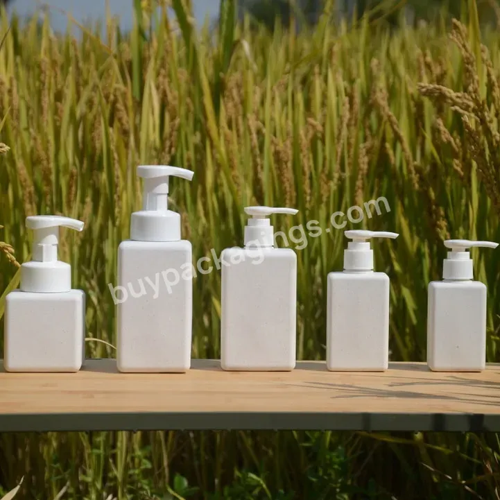 Production Of Soap Dispenser Square Foam Pump Bottle Wheat Straw Bottle Eco Friendly Cosmetic Packaging Custom Screen Printing