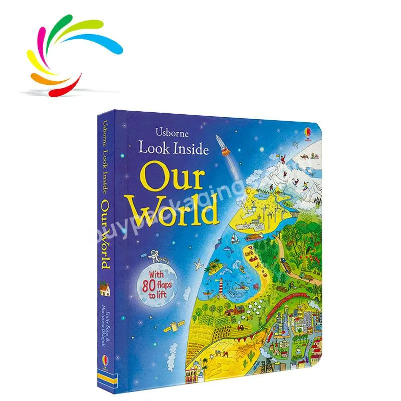 Professional customization high quality 3D pop up Bestseller Look Inside Our World cartoon kids paperboard book in stock