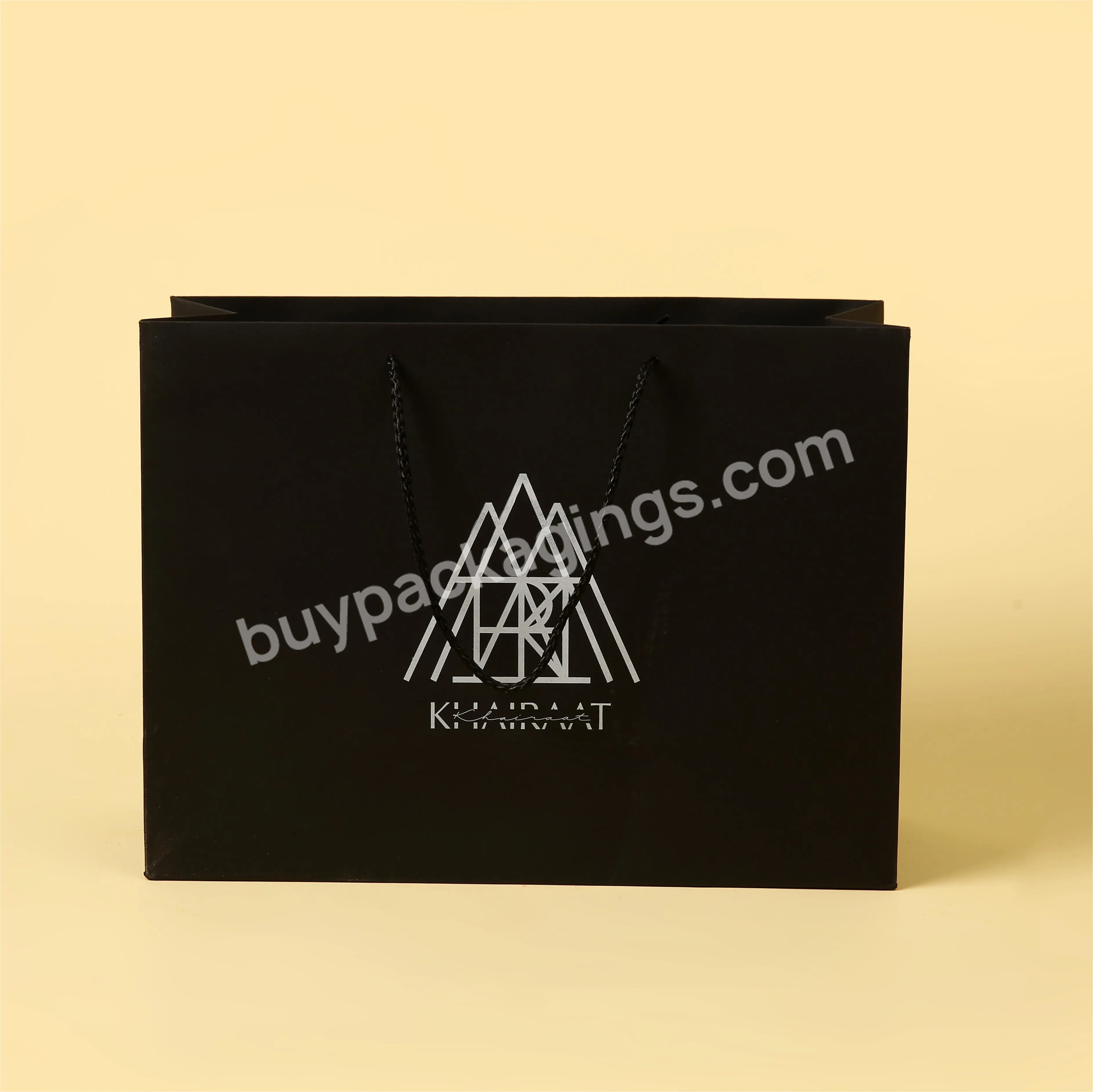 Professional Customized Apparel Packaging Black Paper Bag with Your Brand Logo