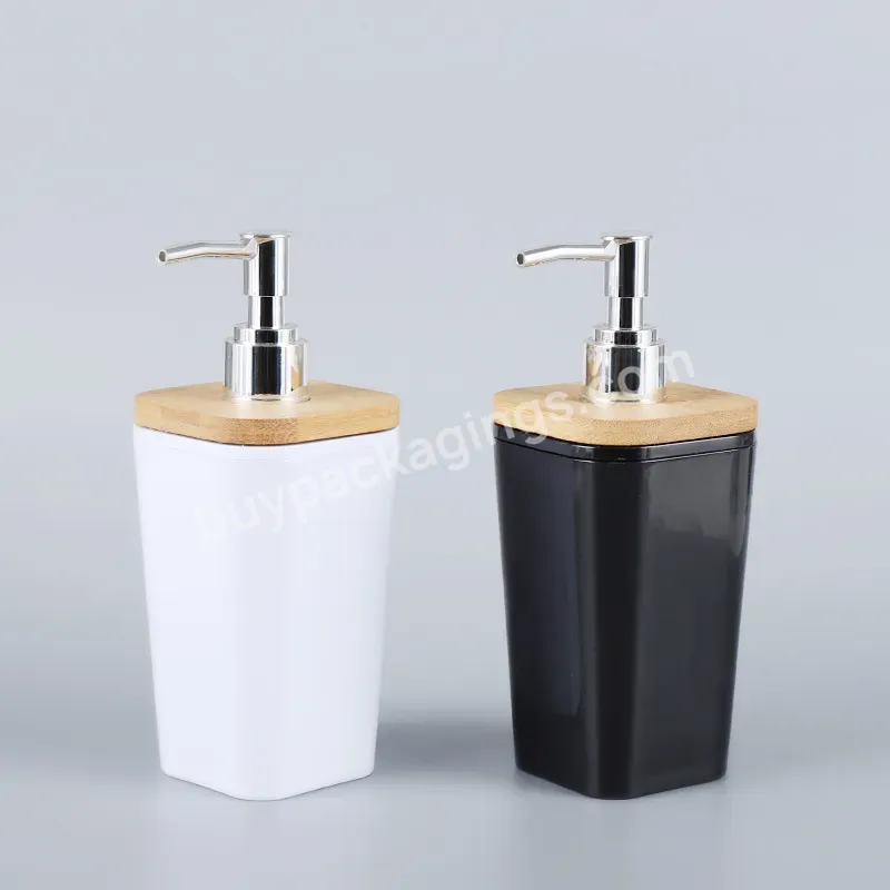 Professional Manufacturer Black And White Luxury Aluminum Liquid Soap Pump Dispenser 420ml Wood Lotion Bottle With Pump