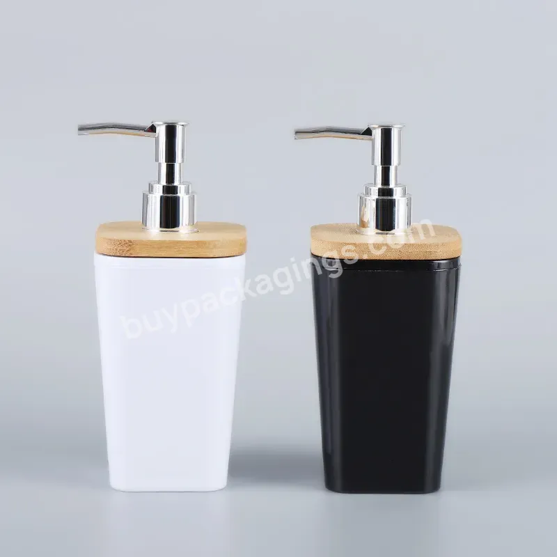 Professional Manufacturer Black And White Luxury Aluminum Liquid Soap Pump Dispenser 420ml Wood Lotion Bottle With Pump