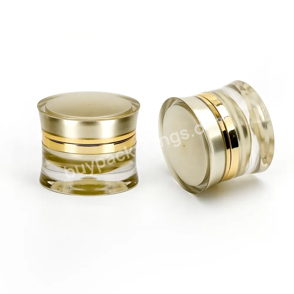 Professional Round Shape Luxury 15 G Gold Cosmetics Cream Empty Acrylic Jar