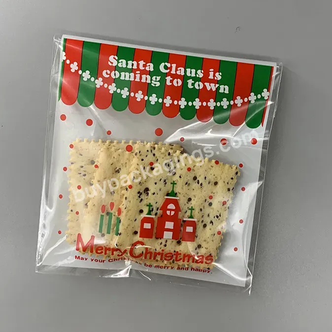 Promotion Color Printing Christmas Packaging Bags Waterproof Dustproof Self Adhesive Bag Candy Cookies Opp Plastic Bags