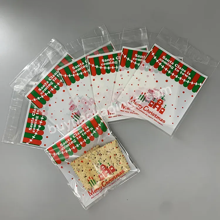 Promotion Color Printing Christmas Packaging Bags Waterproof Dustproof Self Adhesive Bag Candy Cookies Opp Plastic Bags