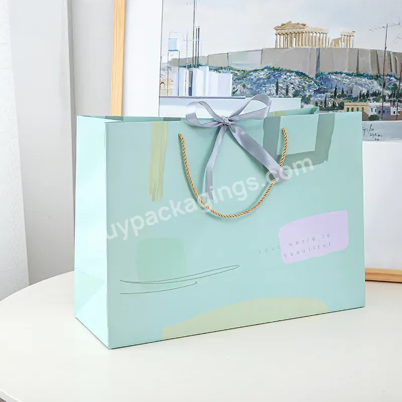 Promotion Custom Simple Classic Colorful Recycle Stock Bag Birthday Wedding Gift Craft Paper Bag Packaging Bag