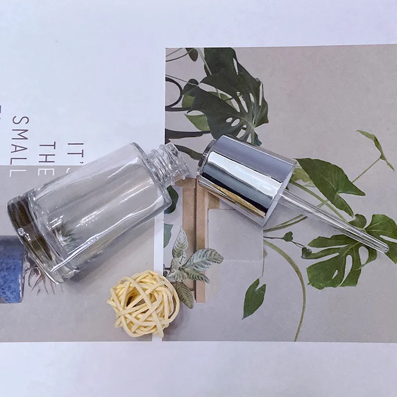 Promotion Glass Material 30ml Liquid Vacuum For Skin Care Clear Body Essential Oil Glass Bottle with Dropper