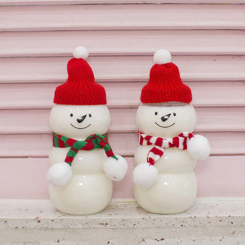 Promotion Hot Sale  Christmas Snowman Milk Tea Cup For Commercial Plastic Bottle