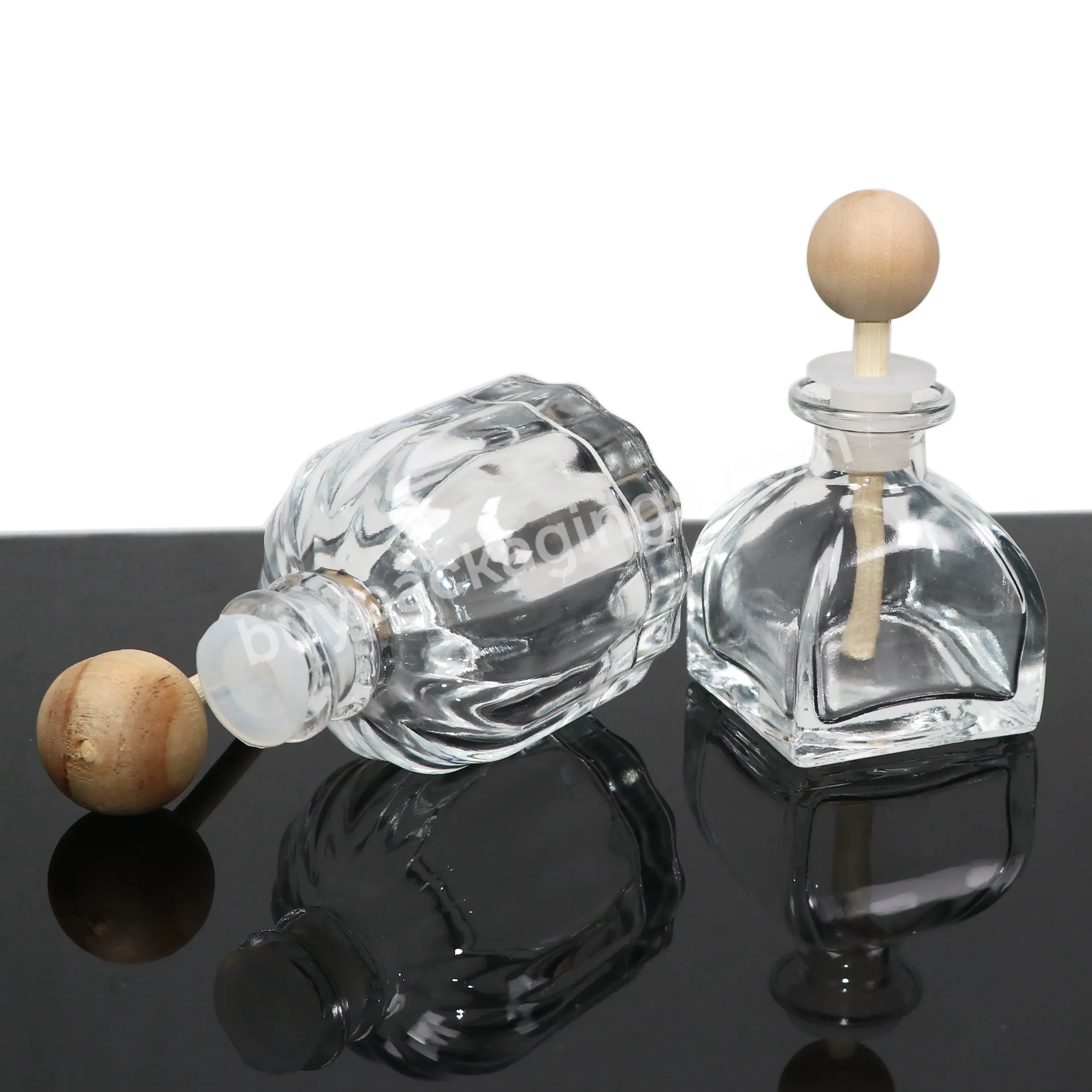 Promotion Wooden Cap 100ml Empty Glass Car Air Freshener Fragrance 120ml 150ml Diffuser Car Perfume Bottle