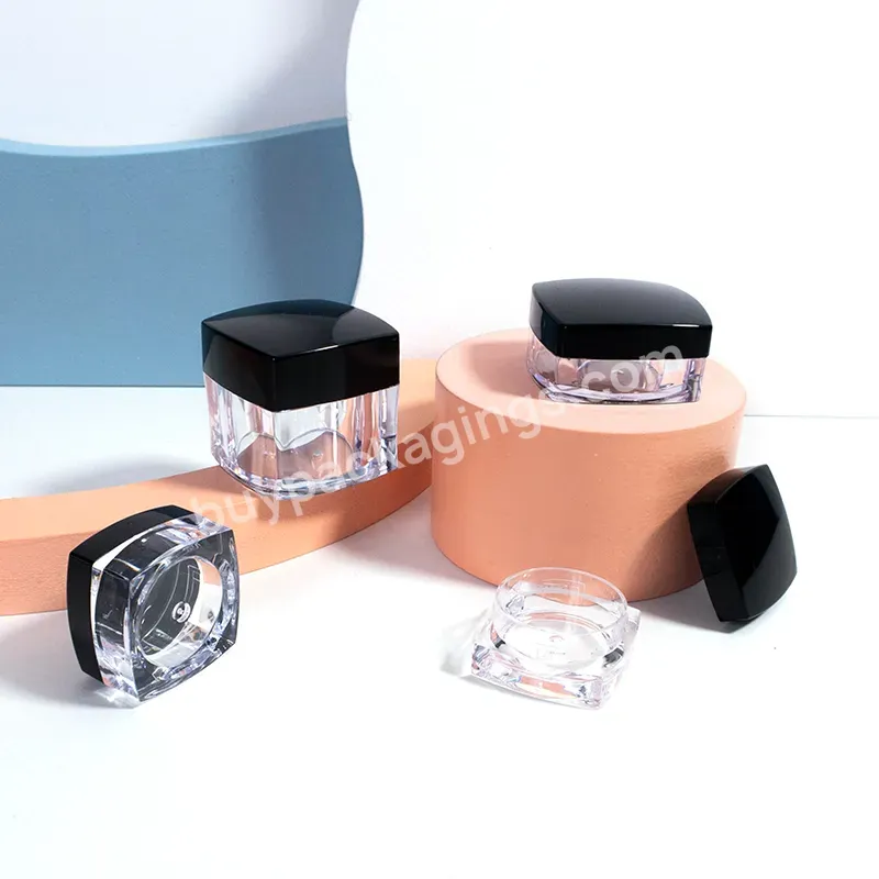 Promotional 3g 5g1oz Ps Clear Empty Plastic Small Mini Cosmetic Jars Packaging Container Cream Jar With Black Lip