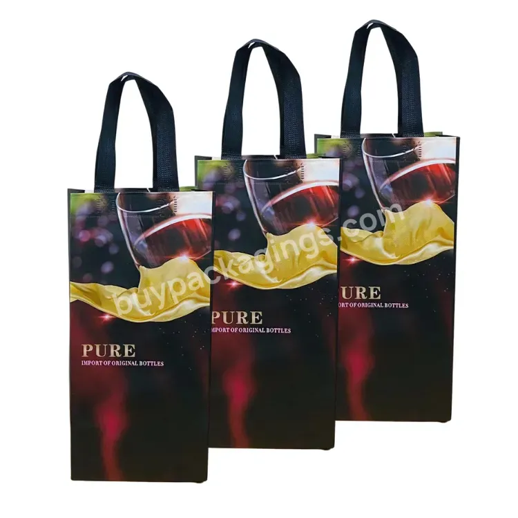 Promotional Colorful Recyclable High Quality Foldable Waterproof Double Bottles Customize Logo Non Woven Wine Bag