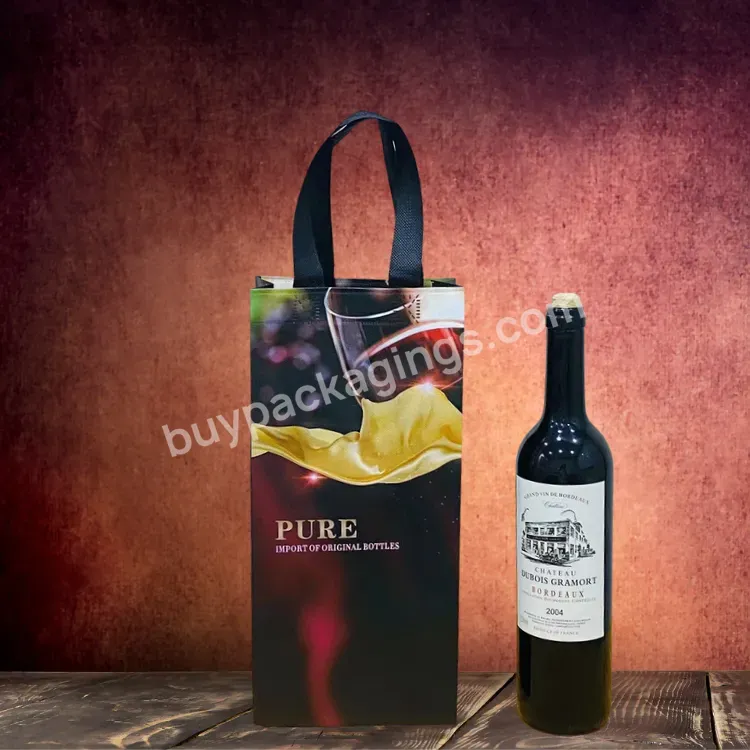 Promotional Colorful Recyclable High Quality Foldable Waterproof Double Bottles Customize Logo Non Woven Wine Bag