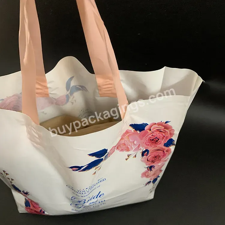 Promotional Custom Logo Boutique Underwear Eco-friendly Carry Clothes Disposable Plastic Tote Bag