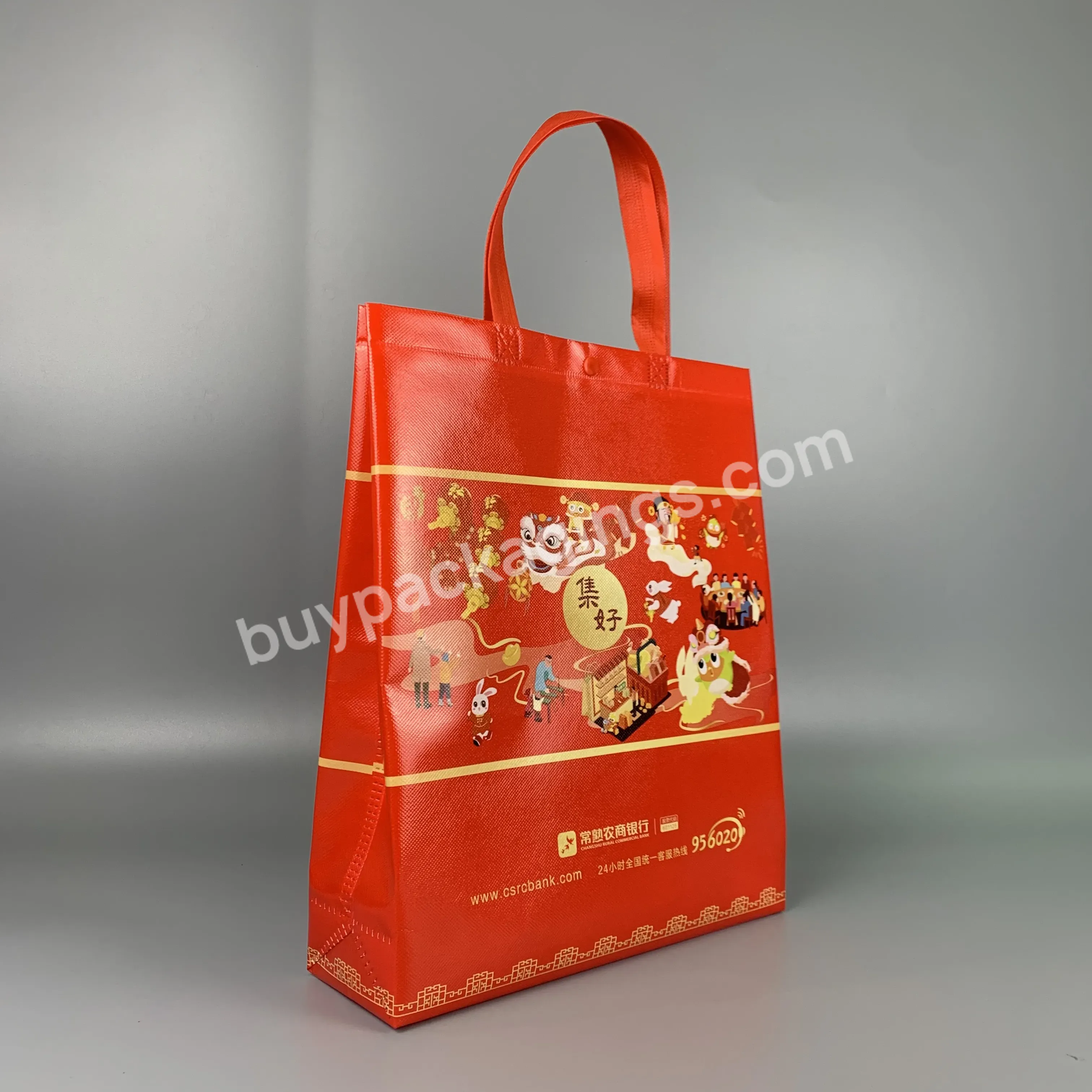 Promotional Durable Reusable Ecological Waterproof Portable Laminated Tote Bag Non Woven Bag With Handle