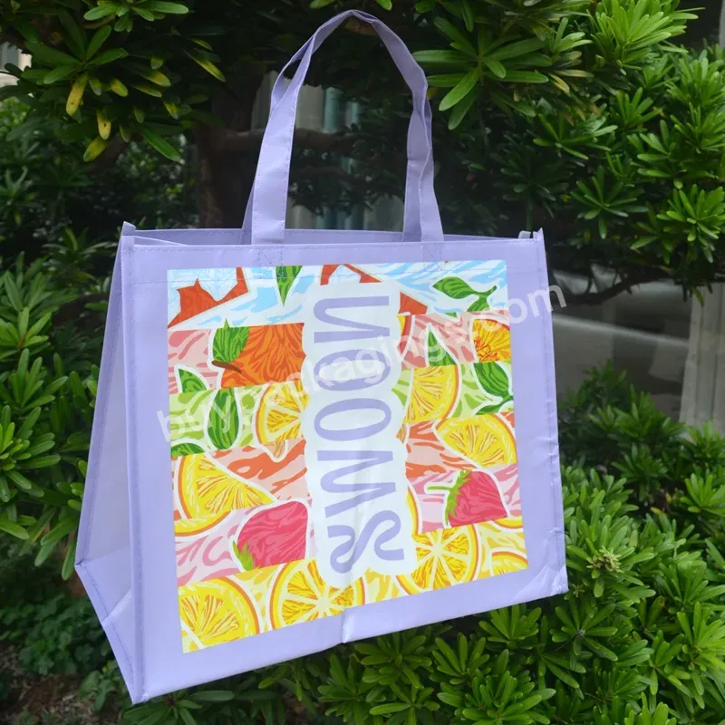 Promotional Eco Friendly Recyclable Reusable Handle Clear Printing Hand Sew Pp Handle Non Woven Shopping Bags With Logos