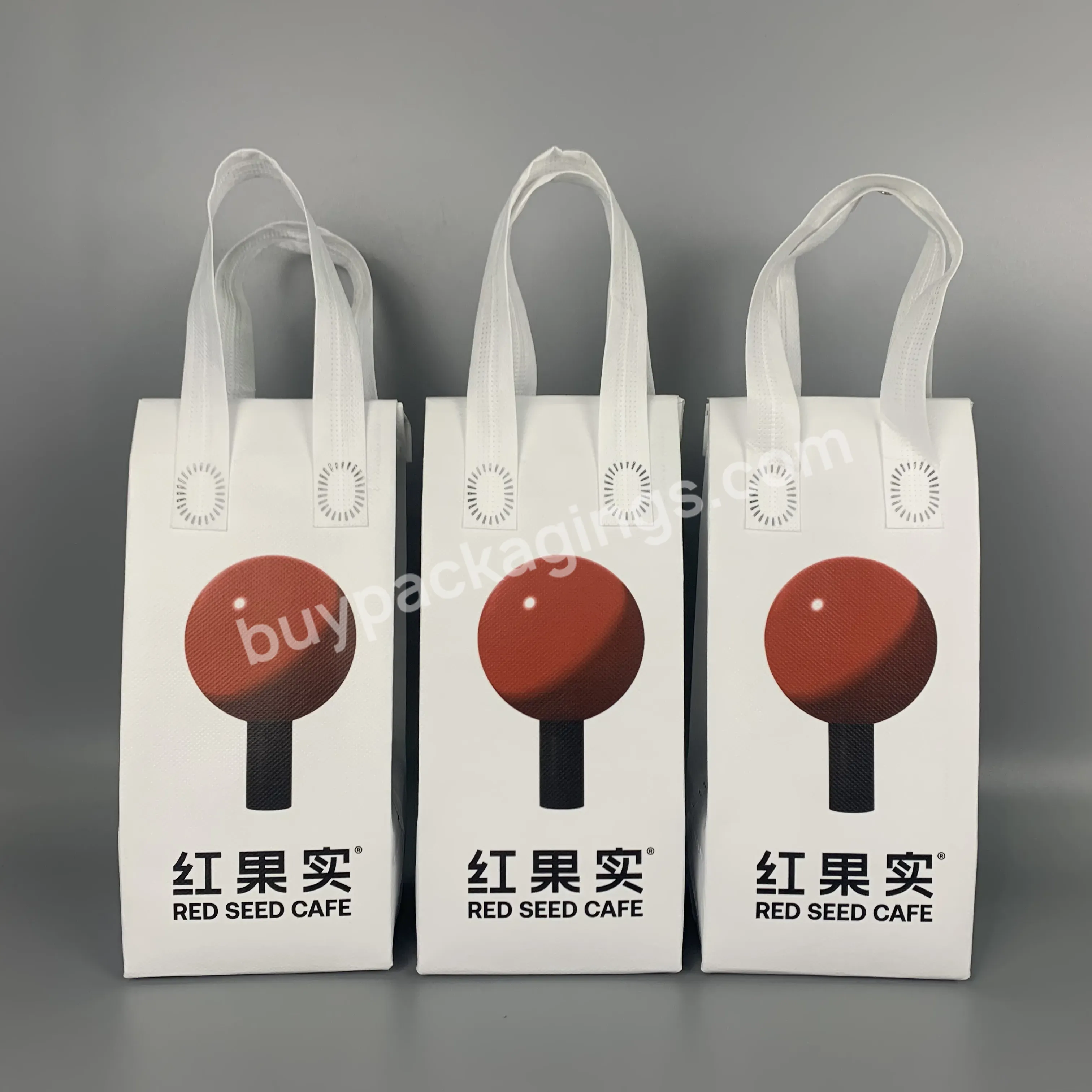 Promotional Eco Friendly Restaurant Non Woven Cooler Shopping Coffee Bag For Food Takeaway