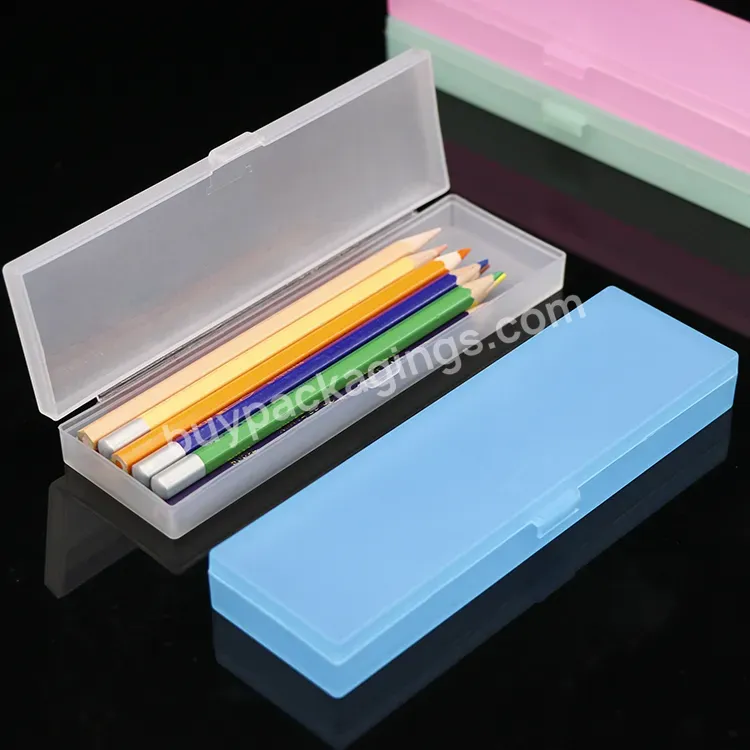 Promotional Light Weight Custom Logo Translucent Stationery Storage Kawaii Pencil Case School Plastic Pen Packing Box