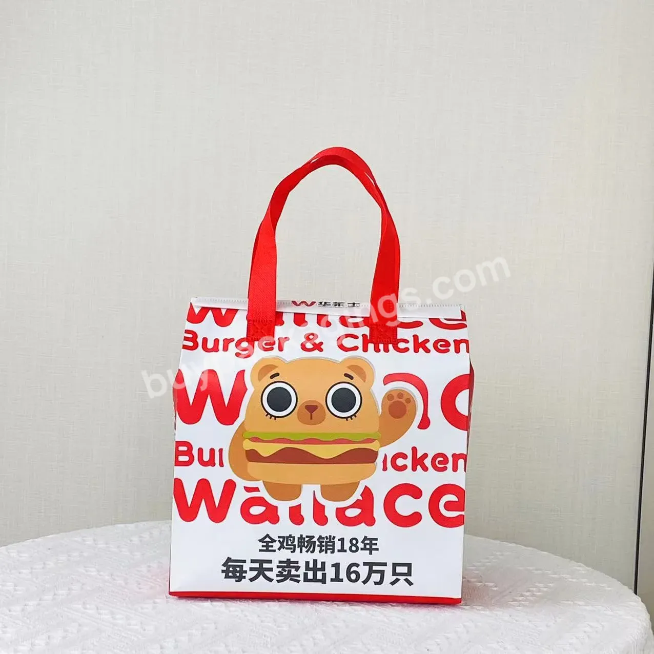 Promotional Printing Waterproof Eco-friendly Thermal Insulation Non Woven Cooler Bag With Reinforced Handle