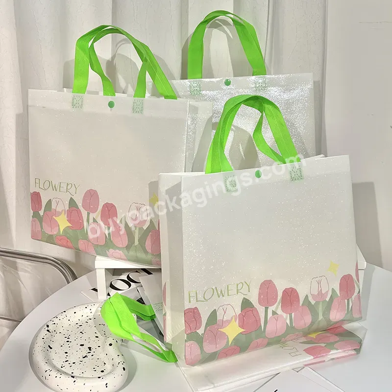 Promotional Reusable High Quality Recycle Flower Laser Laminated Custom Logo And Shopping Handle Pp Non Woven Bag For Shopping - Buy Promotional Reusable High Quality Recycle Flower Laser Laminated Pp Non Woven Stock Bag For Shopping,Custom Printing