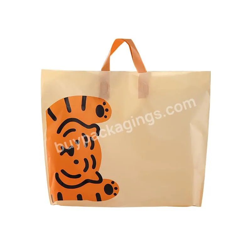 Promotional Reusable Tiger Logo Printed PE Shop Shopping Plastic Tote Bag