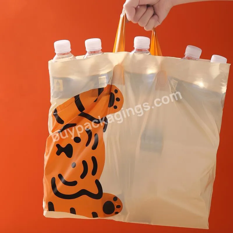 Promotional Reusable Tiger Logo Printed PE Shop Shopping Plastic Tote Bag