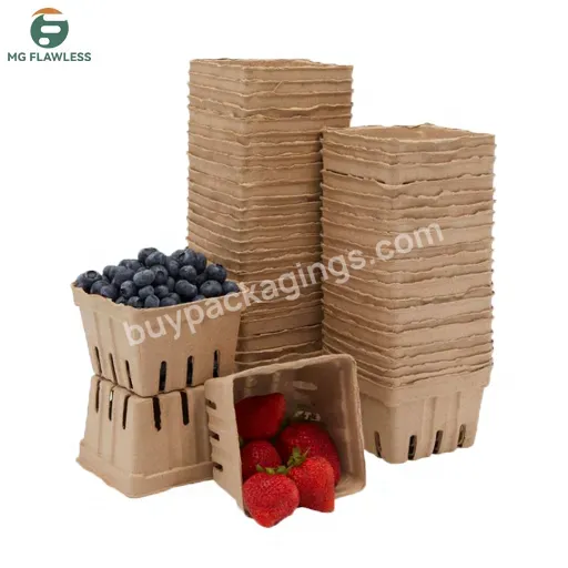 Pulp Fiber Disposable Berry Baskets Bowl Containers Box For Strawberry Fruit Vegetable Quart Pint Or Half Pint Sized - Buy Pulp Berry Basket,Pulp Fruit Box,Disposable Fruit Carton.