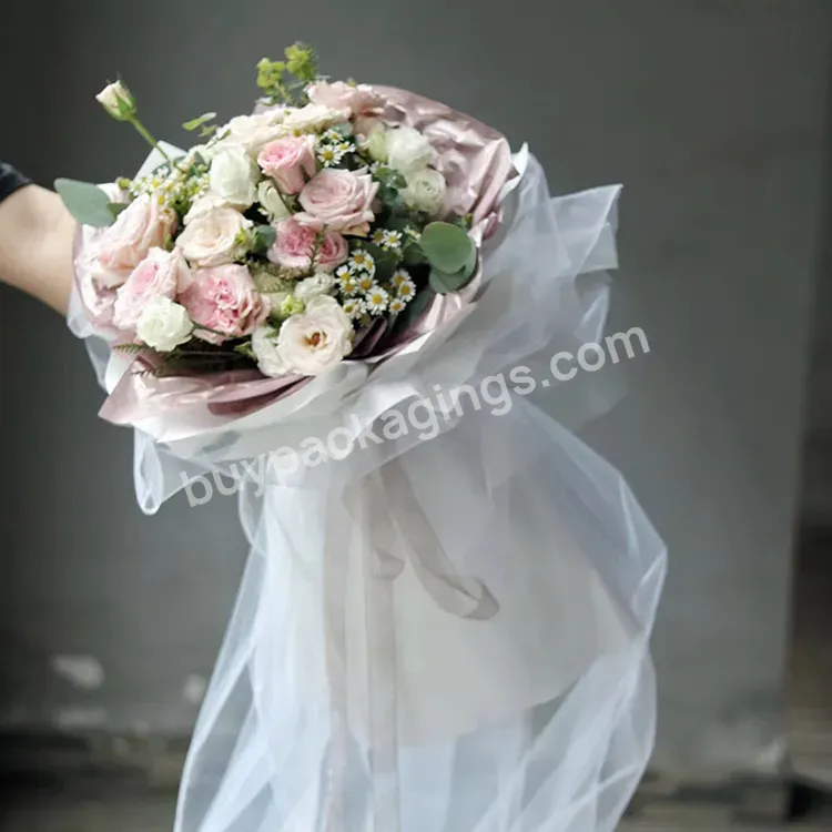 Pure Color Wedding Flower Wrapping Mesh Fabric Rose Florist Wrapping Paper Packaging Deco Mesh Poly Flower Mesh