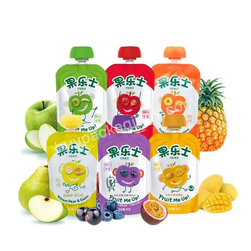 Puree Spout Pouch Custom Multi Size Vegetable Juice Drinks Plastic Stand Up Spout Pouch Apple Puree/strawberry Puree Packaging