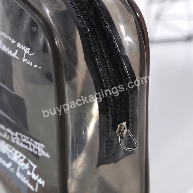 Pvc Waterproof Black Zipper Cosmetic Bag Carrying Bag Wholesale Zip Lock Frosted Pvc Plastic Eva Shrink Bag Custom Size Accepted