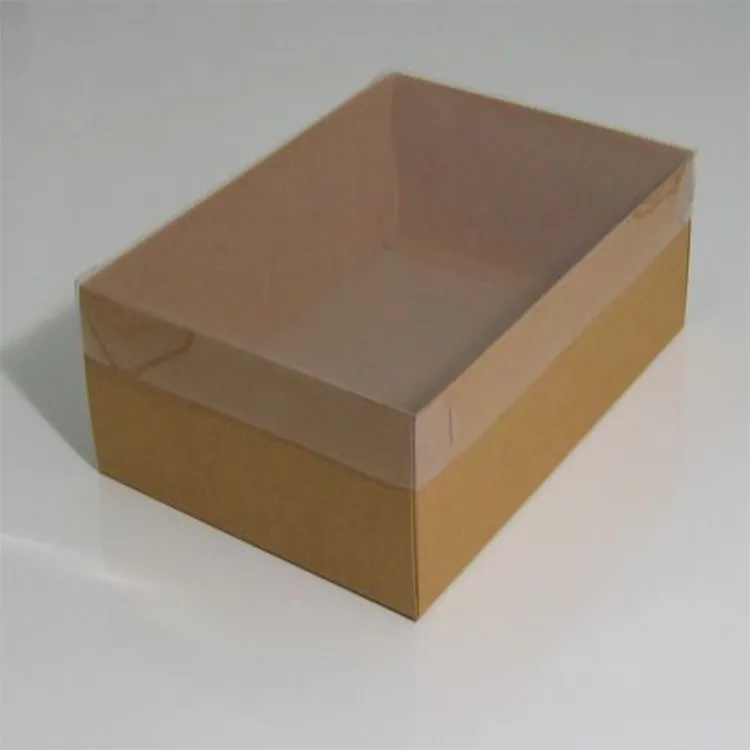 pvc window packaging kraft paper box with clear lid