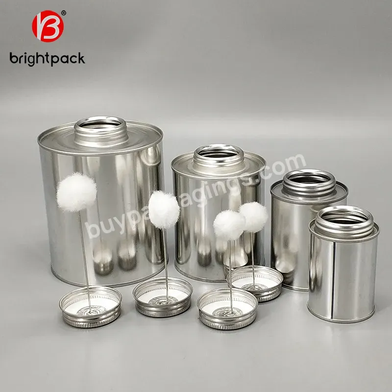 Pvc/upvc/cpvc Glue Tin Can Screw Top Small Metal Container Cans 2oz-32oz Tire Repair Adhesive Tin Can With Dauber Or Brush