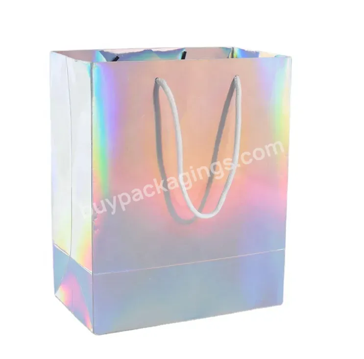 Qingdao Wholesale Custom Logo Kraft Paper Bags Holographic Shopping Bag