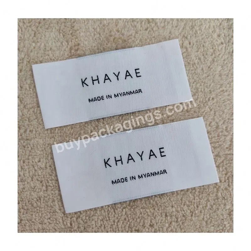 Quality Recycled Luxury Satin And Cotton Fabric Cloth Damask Clothing Neck Woven Labels Design Shirt Tag With Logo