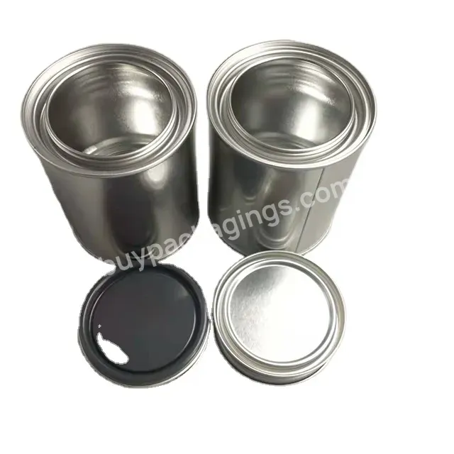 Quart Metal Round General Line Cans Grey Lined For Water Based Paint Packaging