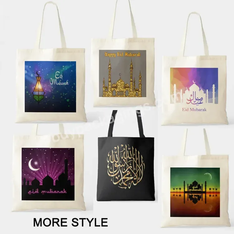 Ramadan Kareem Mosque In Crescent Moon With Blue Tote Bag Watercolour Lanterns Grocery The Flower Mosque On The Moon Cloth Bag