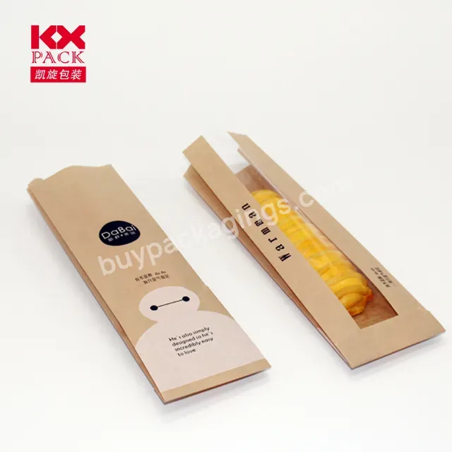 Ready Stock Long Shape Paper Bread Packaging Bag With Clear Window