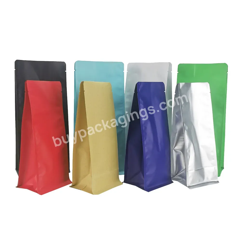 Ready To Ship Aluminum Foil Flat Bottom Side Gusset Bag Food Grade Tea Grinds Coffee Pouch With Tin Tie