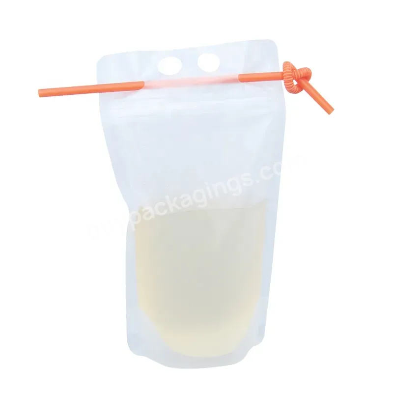 Ready To Ship Frosted No Printing Stand Up Zipper Plastic Poly Cold Drink Pouch Bag 500ml