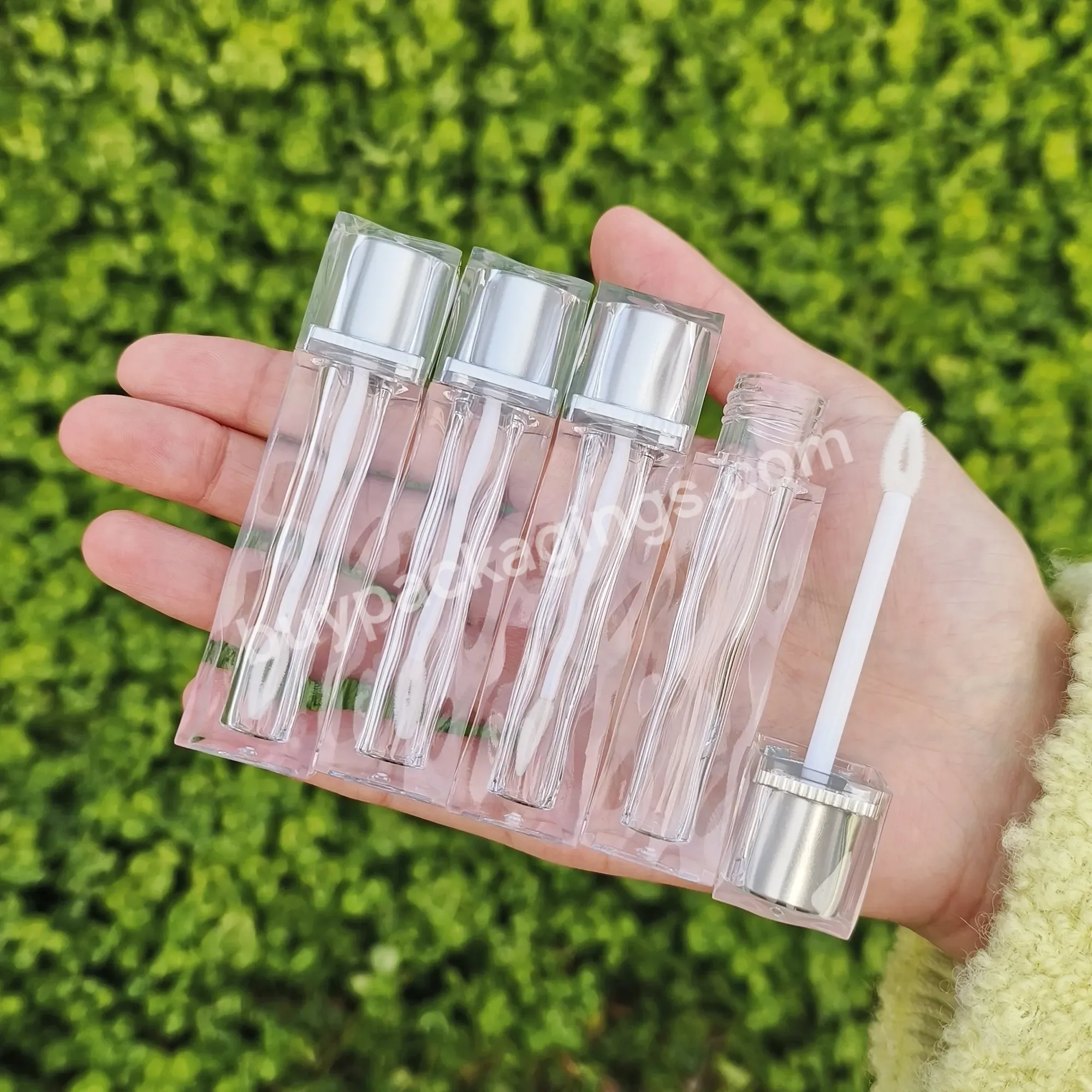 Ready To Ship Plastic 6ml Travel Mini Lip Gloss Containers Portable Square Clear Custom Lipgloss Tube With Brush In Stock