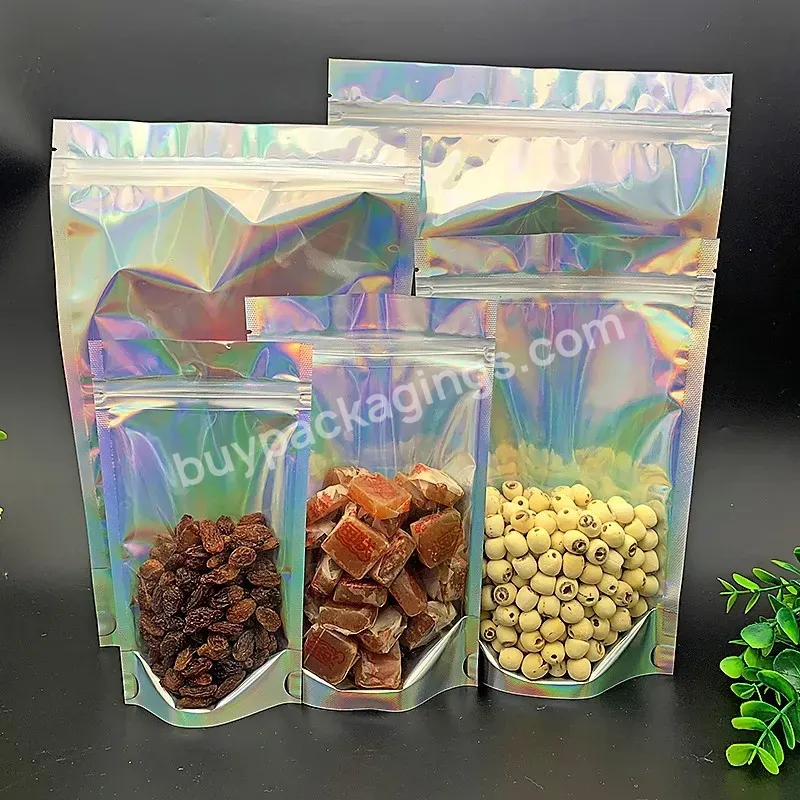 Ready To Ship Wholesale Smell Proof Bag Transparent Holographic Packaging Bags For Candy