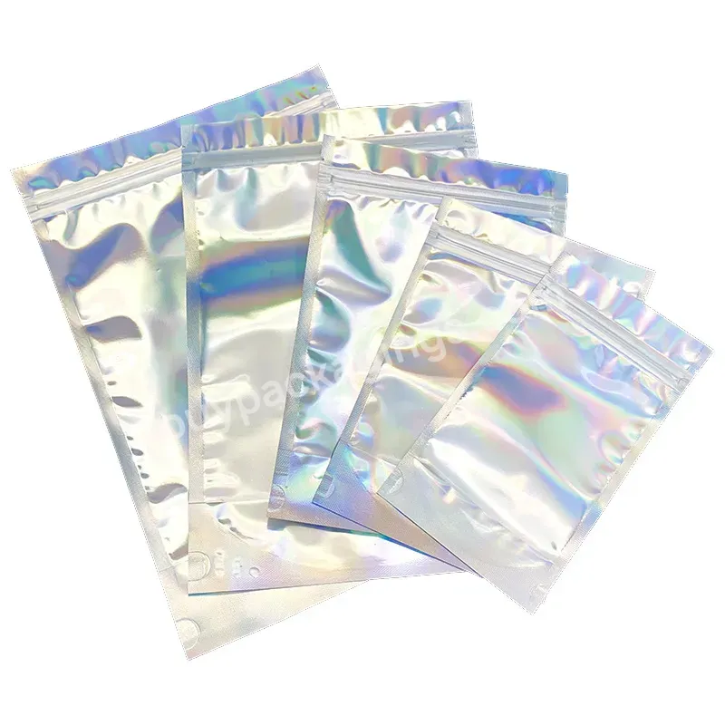 Ready To Ship Wholesale Smell Proof Bag Transparent Holographic Packaging Bags For Candy